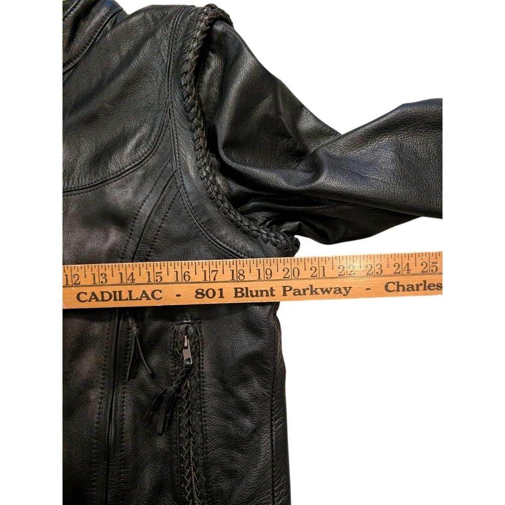 Harley Davidson Womens WILLIE G Zip Off Sleeves Black Leather Jacket 98515 M - Picture 12 of 12